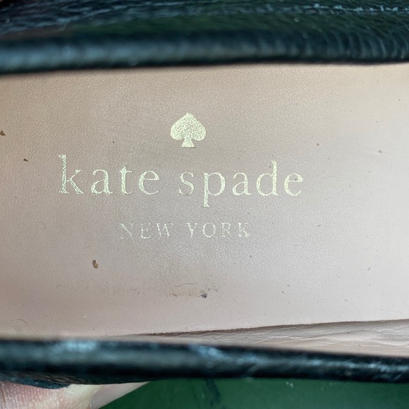 Kate Spade Carmen New York Black Leather Gold Logo Driving Loafers Women's 7.5 - Picture 6 of 8